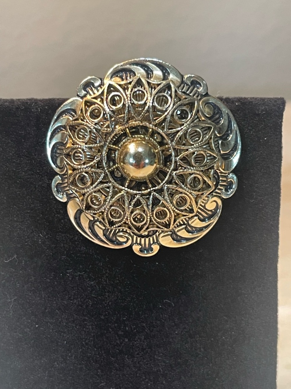 Vintage West Germany Gold Filigree Scarf Clip Mid Century Ornate